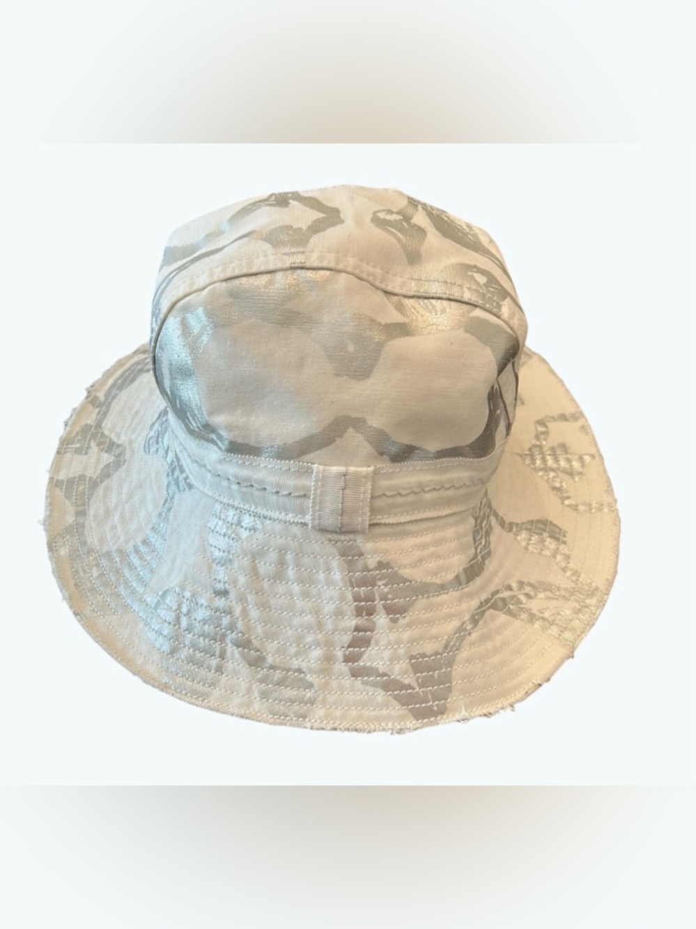 Coach Scribble Bucket Hat Silver White Metallic Logo Print Y2K Sun Hat Size M/L - Picture 4 of 8